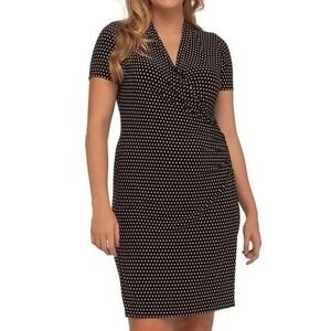 Norma Kamali Faux Wrap Drape Mini Dress Short‎ Sleeve Ruched Dress Large